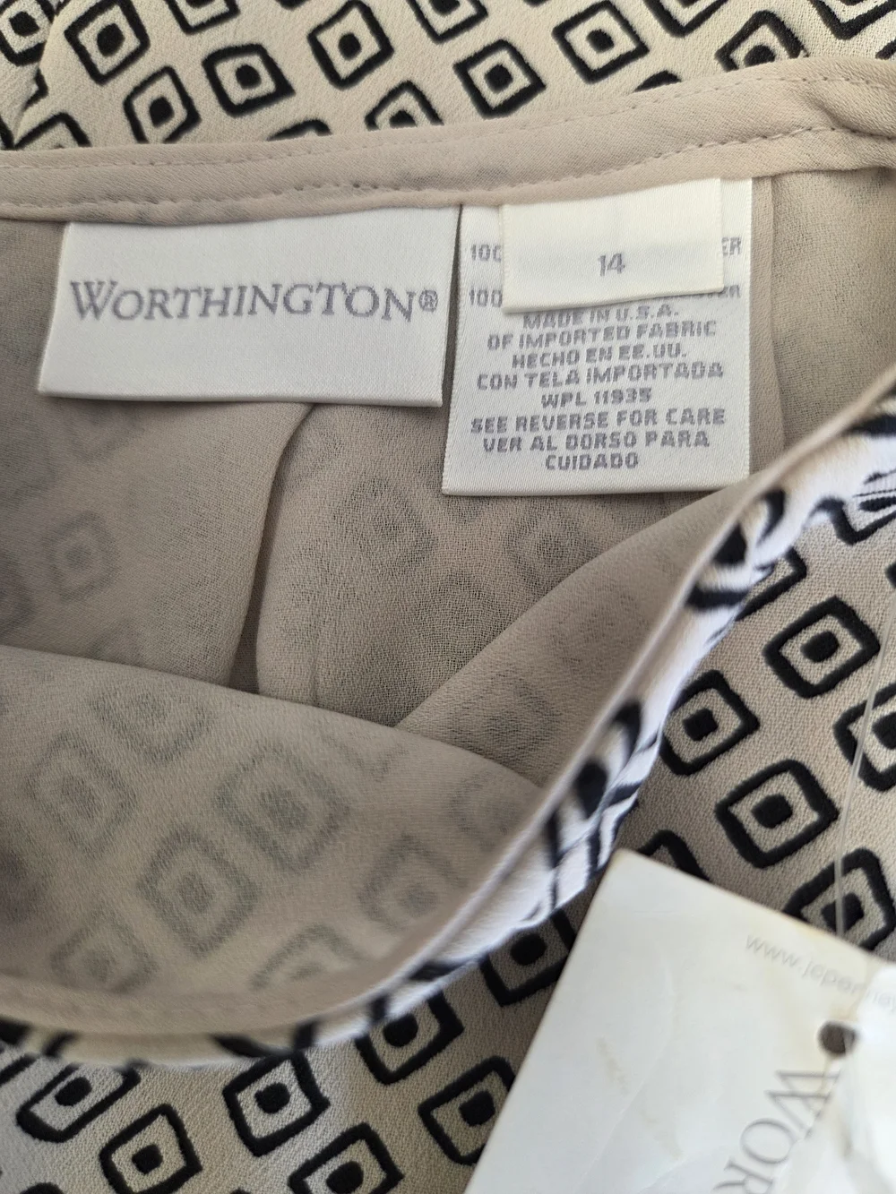 Worthington Black and Cream Diamond-Print Skirt